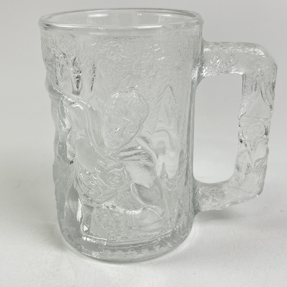 McDonalds Mug Batman Forever Series Robin 3D Stippled Promo Glass 1995
